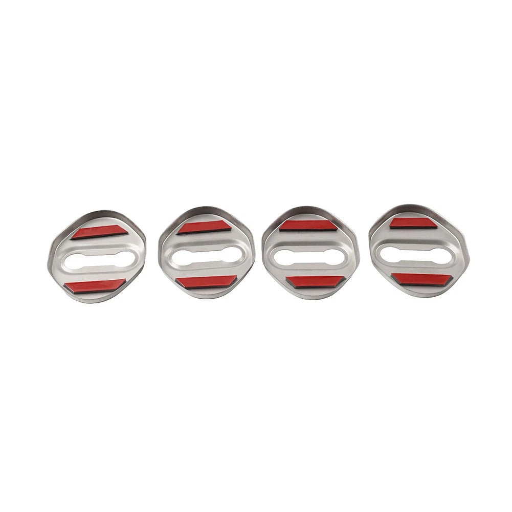 4 x Silver Car Door Lock Protective Covers for Honda, Toyota, Mazda, Hyundai