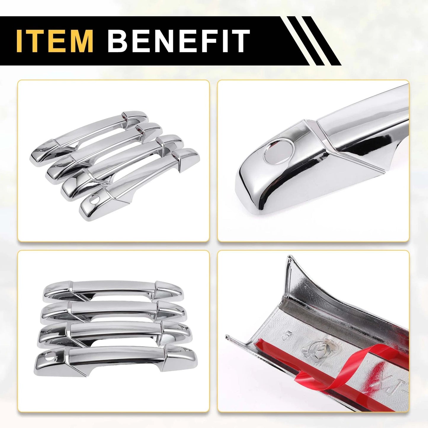 4 x Exterior Door Handle Covers for Chevrolet Avalanche Chrome Silver Tone