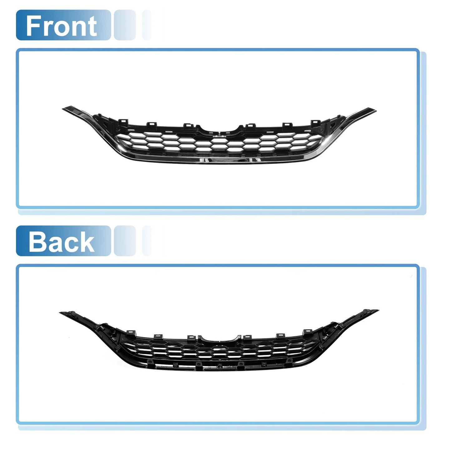 Front Hood Bumper Grille for Honda CR-V (2015) - Chrome Silver Tone Black