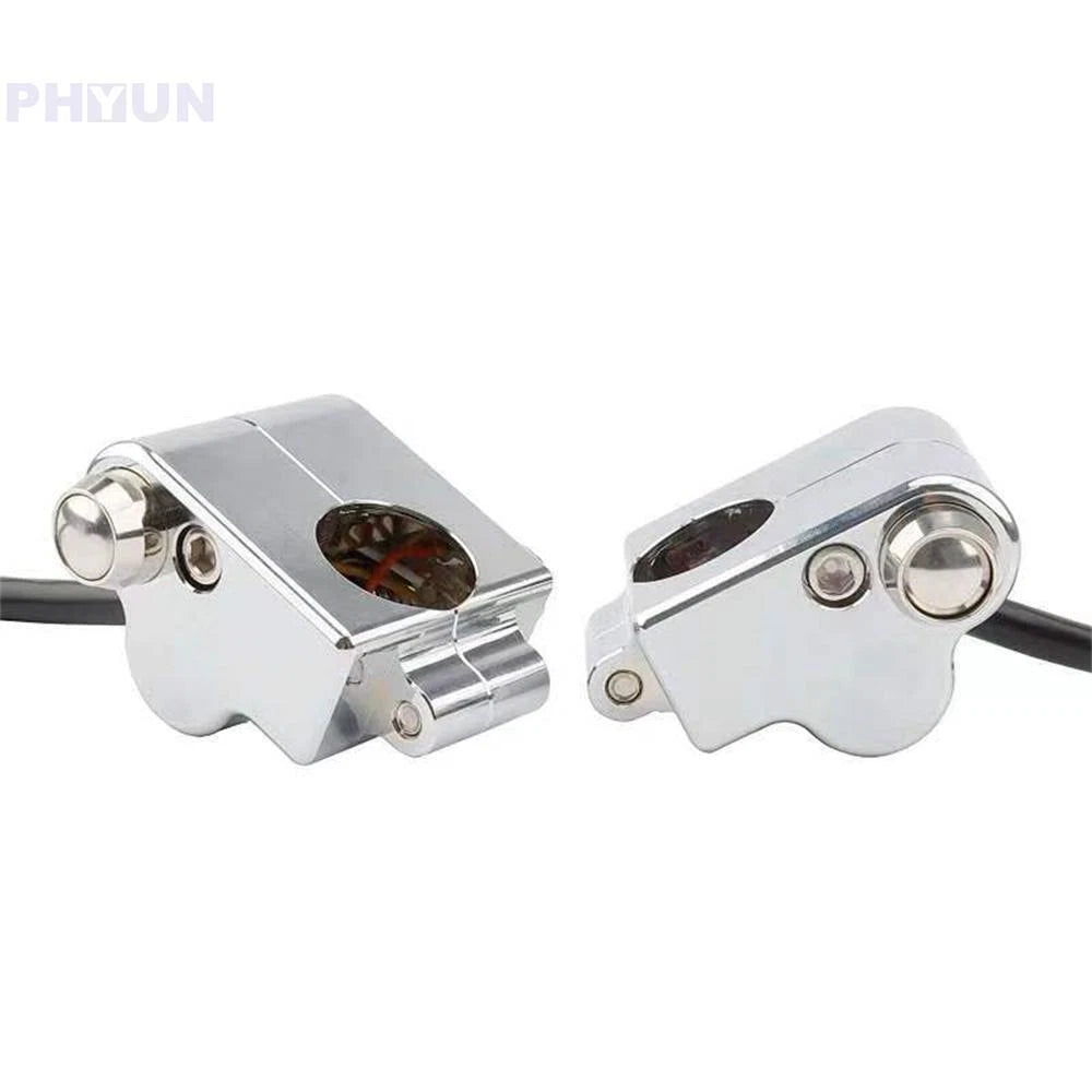 Silver CNC 7/8" Motorcycle Handlebar Switch Pair for Headlight Indicator Horn