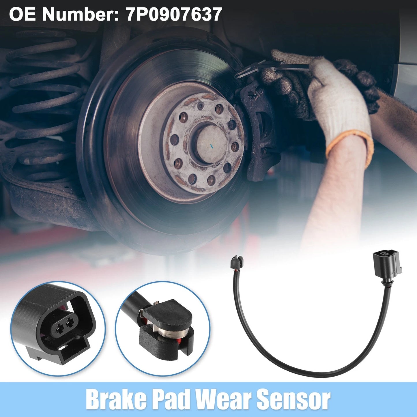 Front Brake Pad Sensor for Porsche Panamera Plastic Rubber Black 1 Pcs