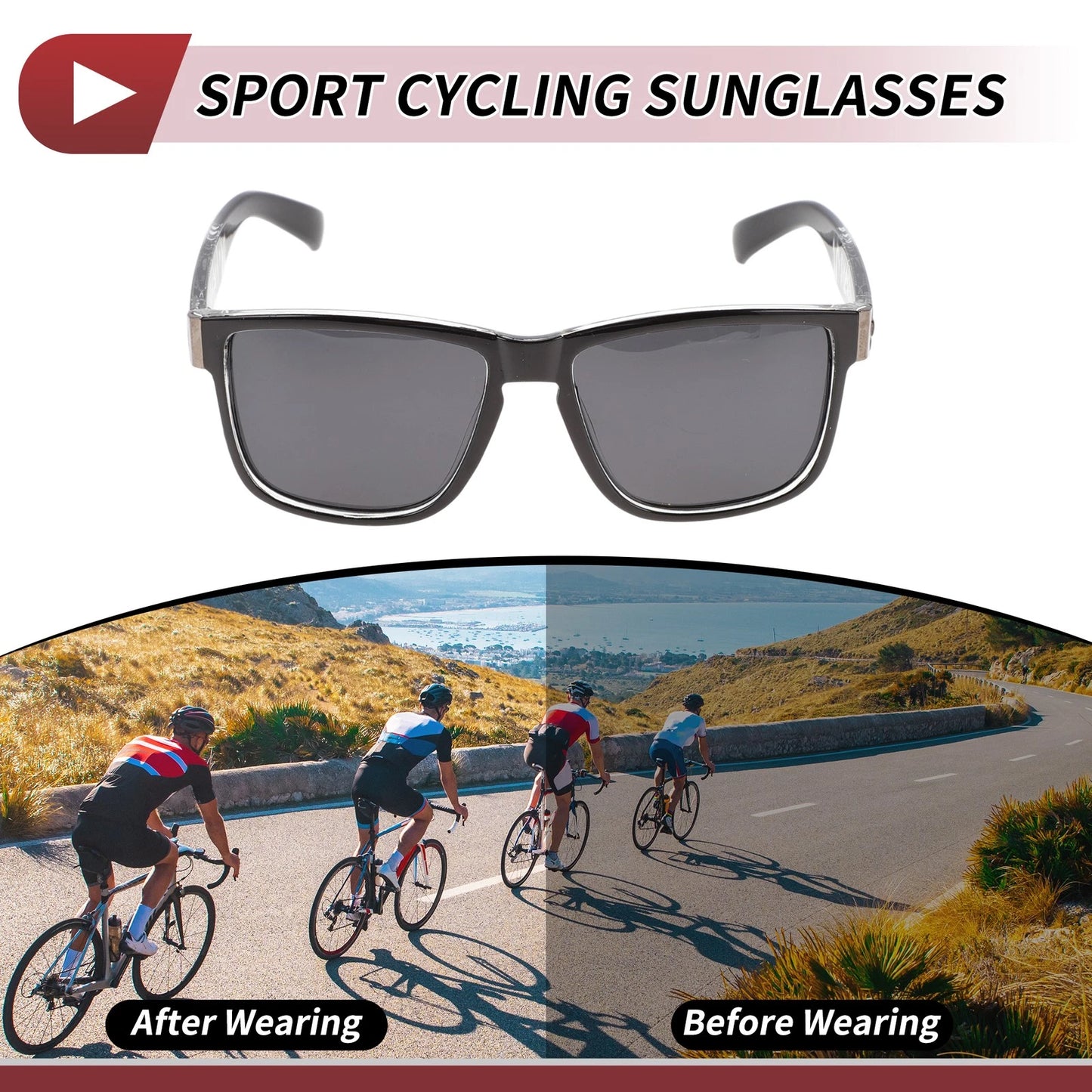Goggles Motorcycle Riding Gray Lens Black White Frame Triacetyl Cellulose