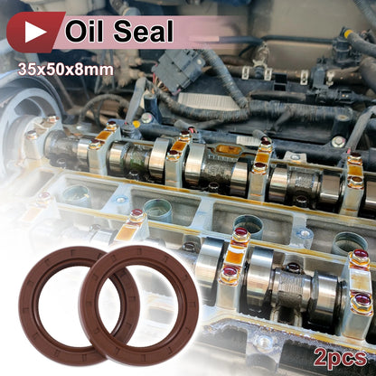 Oil Seal 35x50x8mm Rotary Shaft Seal FKM Brown 2 x Pcs for MakeModel