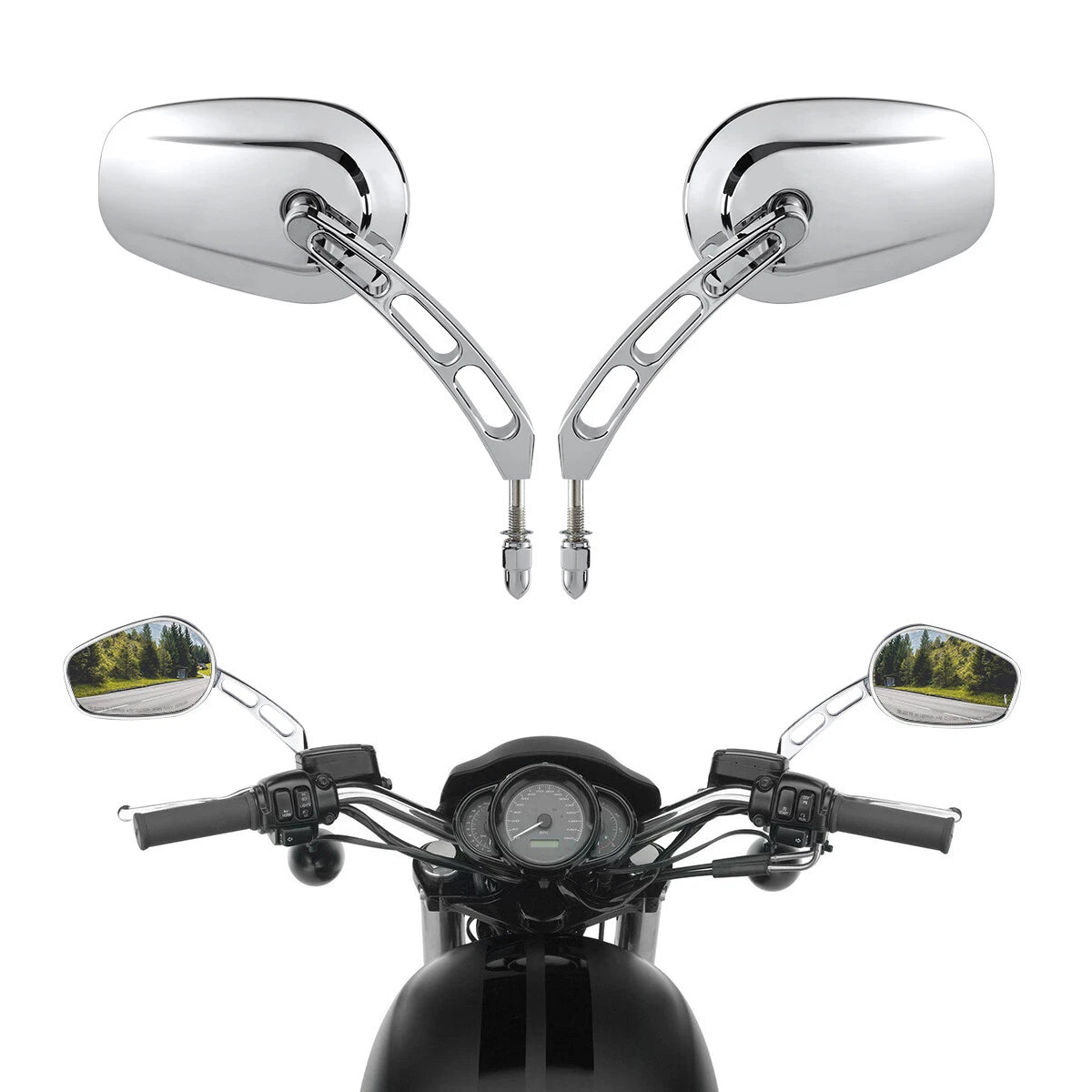 Chrome Rearview Mirrors for Harley CVO Tri Electra Street Glide Freewheeler