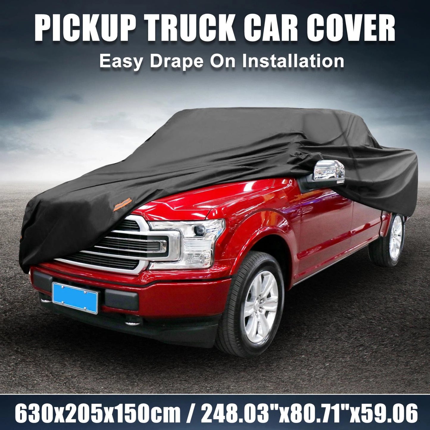 Pickup Truck Cover for Ford F150 Crew Cab 04-21 Sun Rain Protection Black