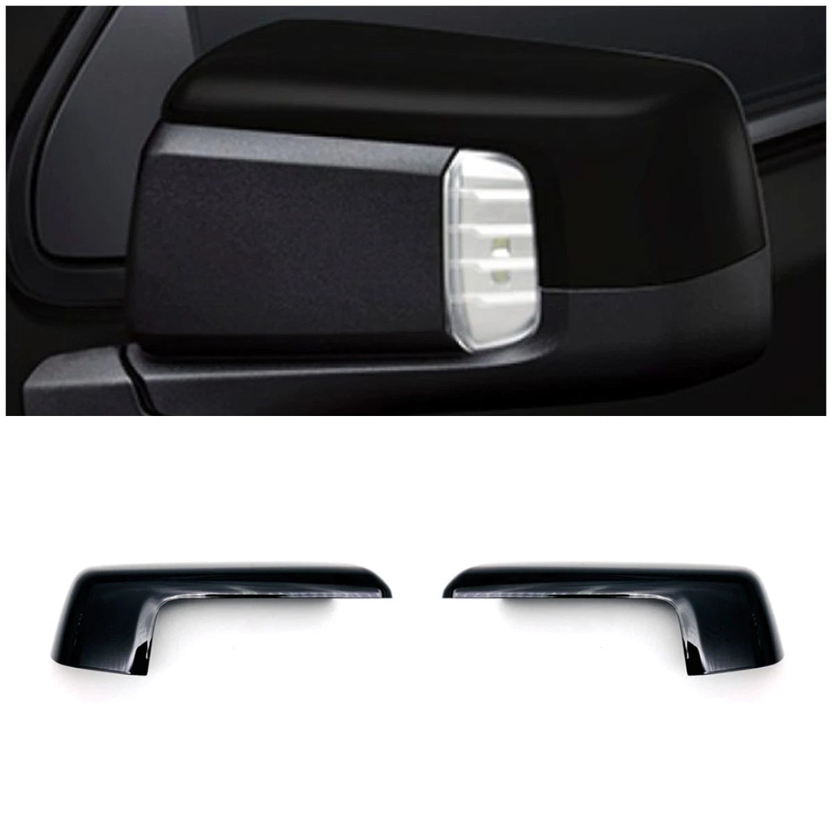 ABS Black Rearview Half Pack Mirror Lid Cover Trim for Chevy Silverado (2019-2023)