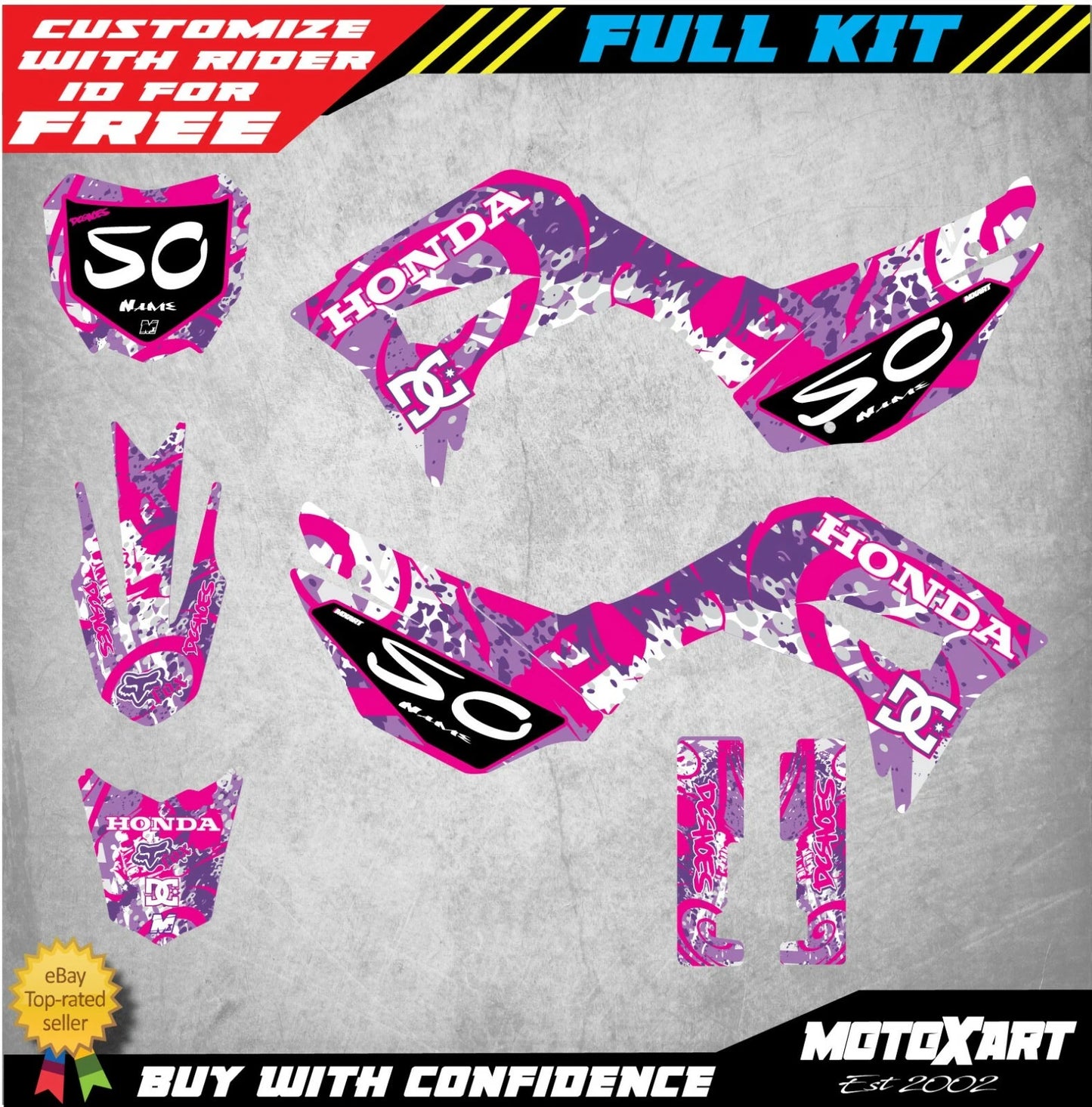 Custom Graphics Full Kit for Honda CRF 110 (2019-2020) - DC Chick Style