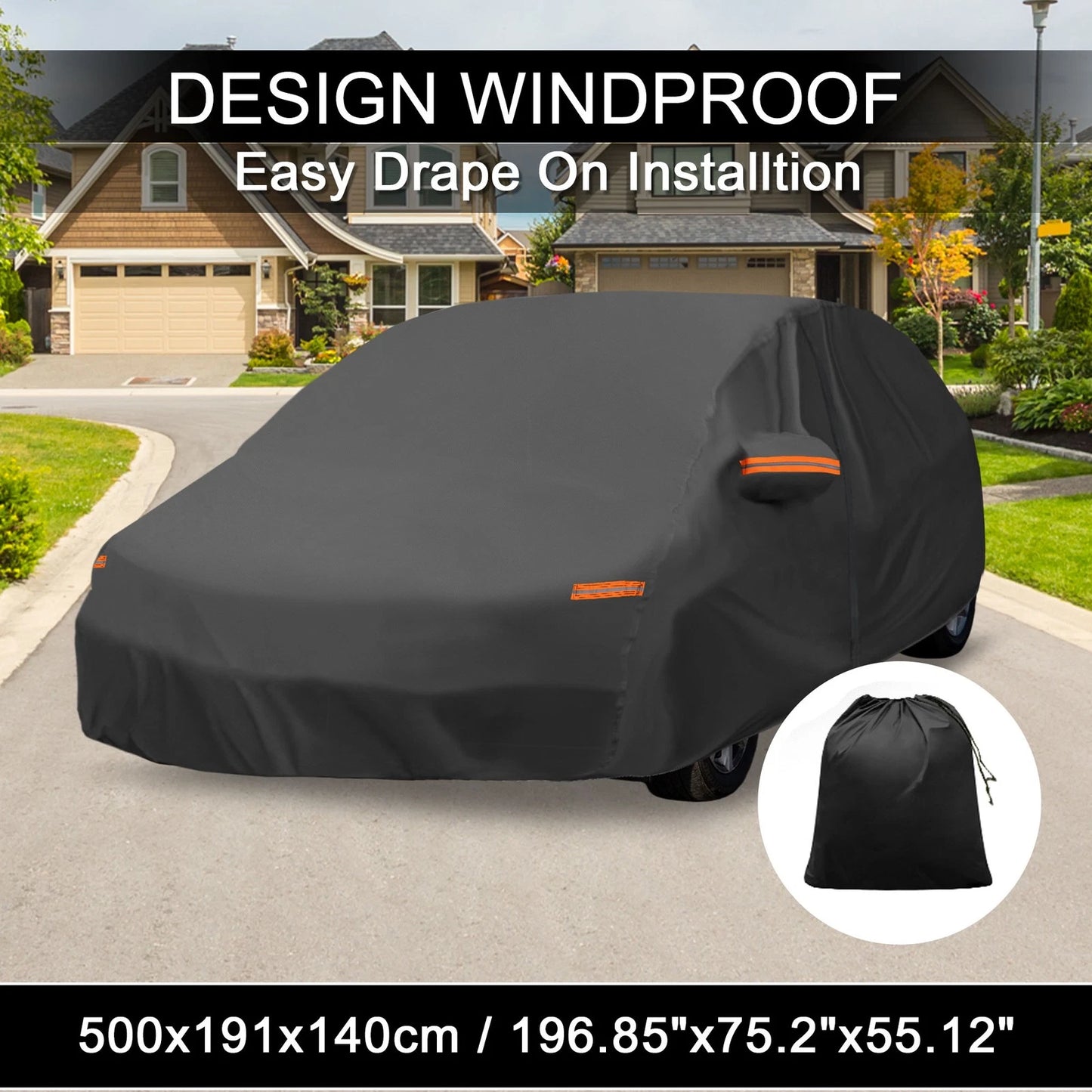 210D-PU Car Cover w/ Left Side Door Zipper for Volvo V90 Wagon (2017-2023)