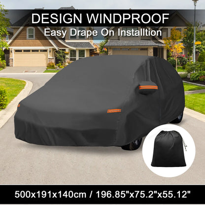 210D-PU Car Cover w/ Left Side Door Zipper for Volvo V90 Wagon (2017-2023)