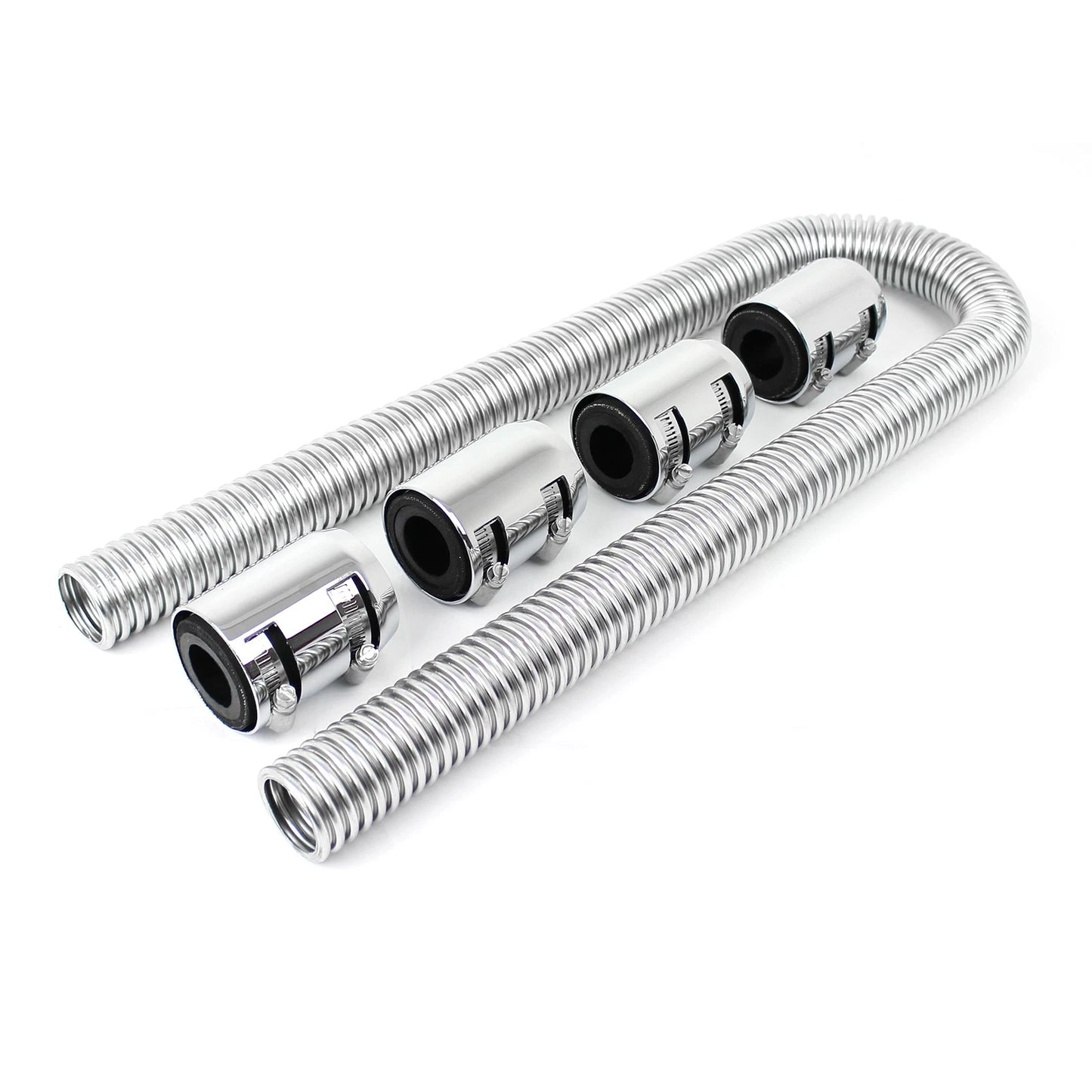 48" Flexible Chrome Stainless Steel Radiator Hose & End Cap for Car