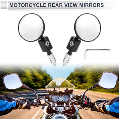 Motorcycle Rear View Mirrors Round Shape Black Aluminum Alloy 1set for M6