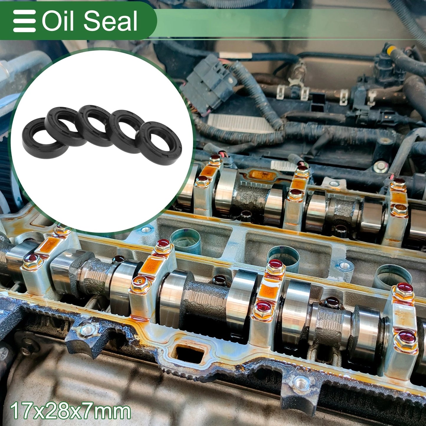Oil Seal 17x28x7mm Black NBR Rubber Seal Ring Rotary Shaft Seal 5 Pcs