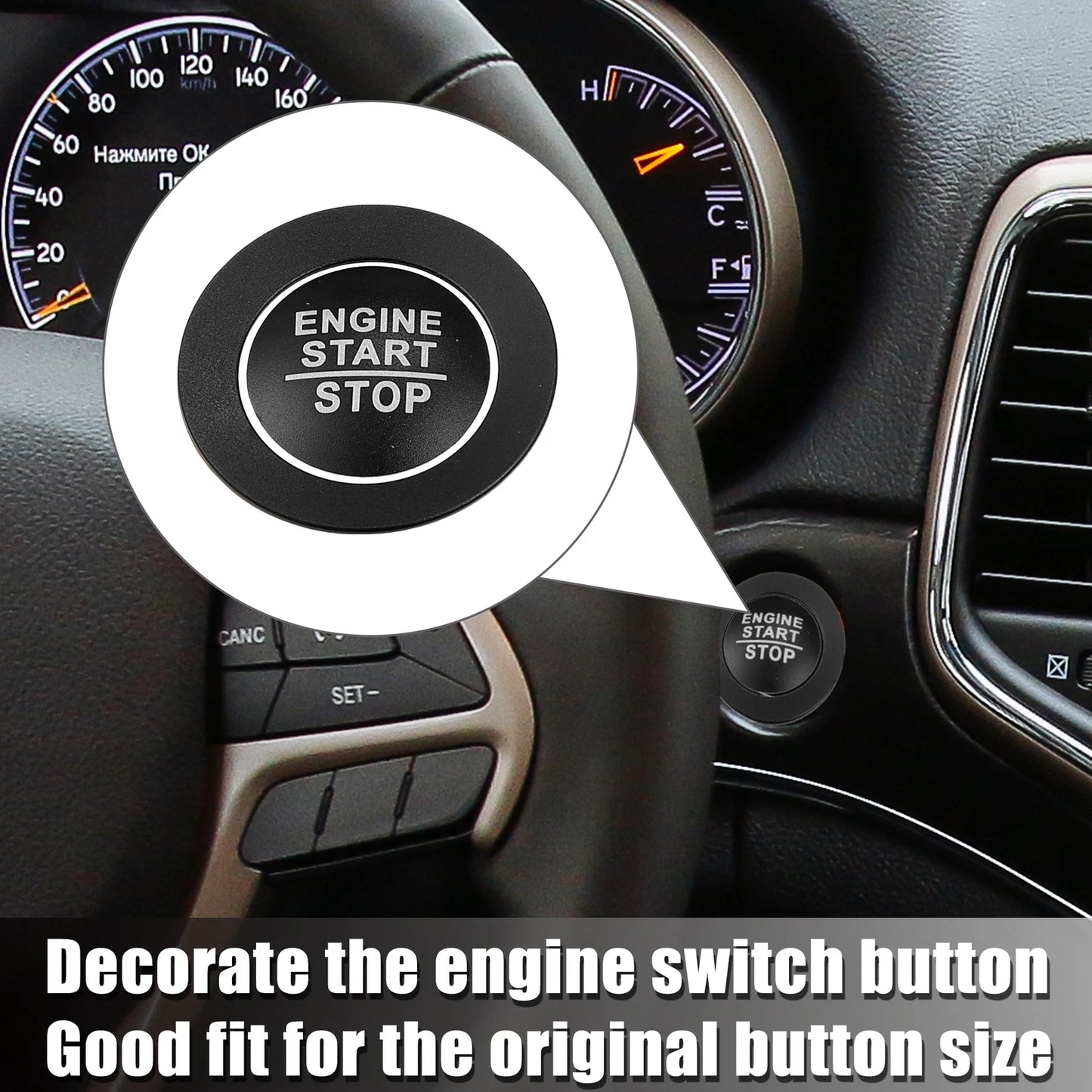 Engine Start Stop Button Cover Trim for Jeep Cherokee, Dodge (2014-2023)