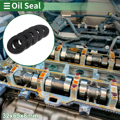 Oil Seal 32x65x8mm NBR Rubber High Pressure Black 5 Pcs