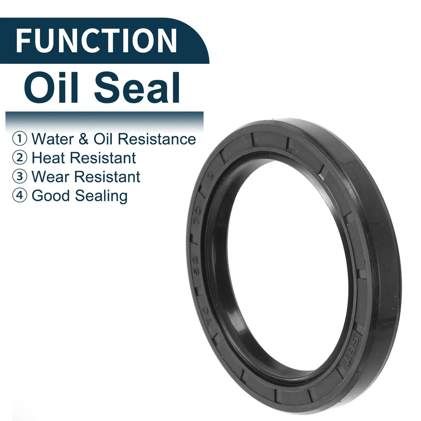 Oil Seal 52x70x9mm NBR Rubber Black 5Pcs