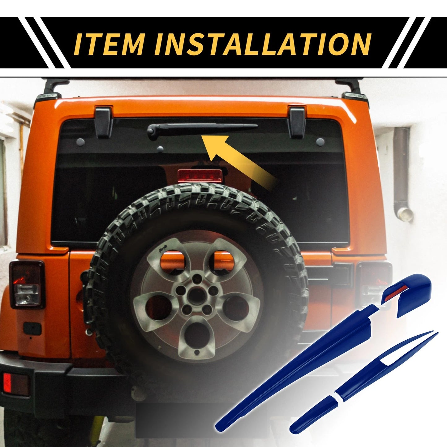 Rear Window Wiper Arm Blades Covers for Jeep Wrangler JL JLU (2018-2024) Blue