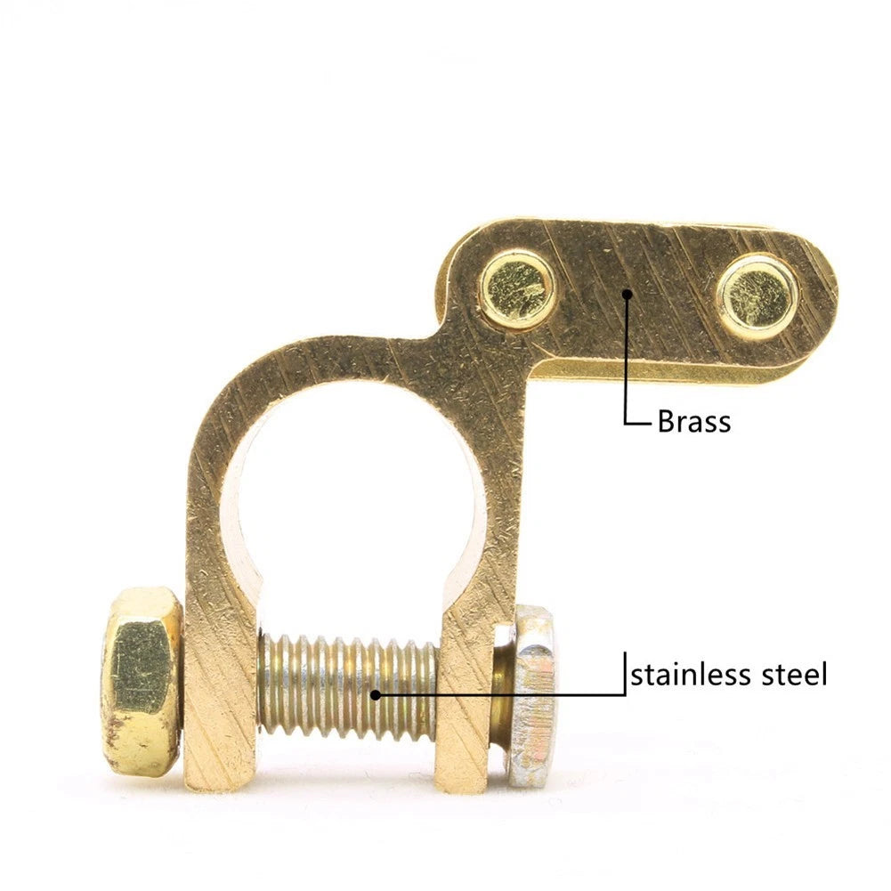 2 x Heavy Duty Brass Battery Terminals for Secure Connections and Extended Use