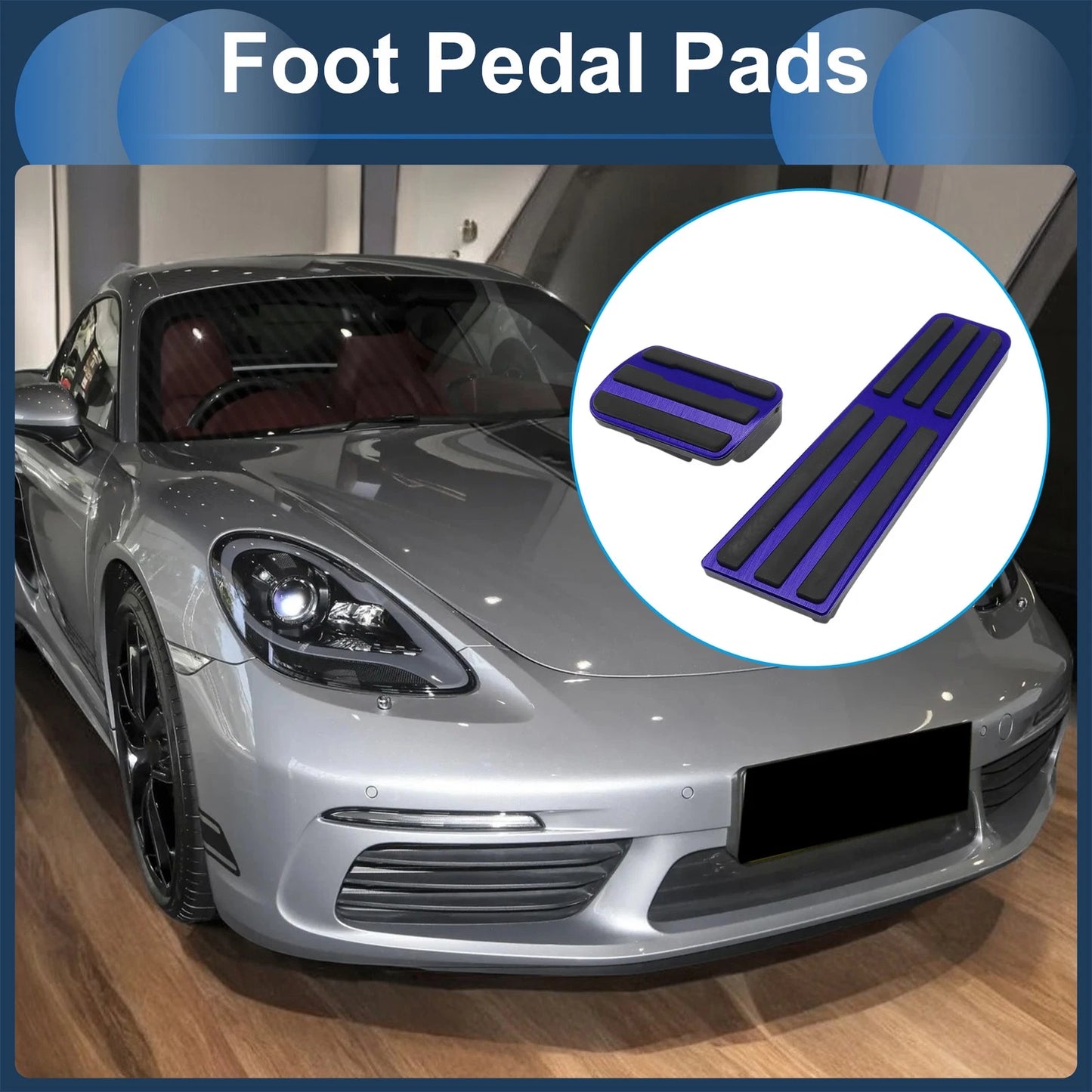 2x Foot Pedal Covers for Porsche 718/911 Blue