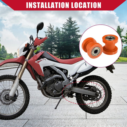 2 x 8mm Chain Roller Pulley Tensioner for Motorcycle Mini Bike ATV Orange