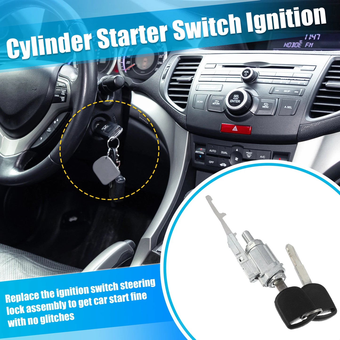 Ignition Switch Cylinder Lock w/ Key for Honda Acura (2001-2005)