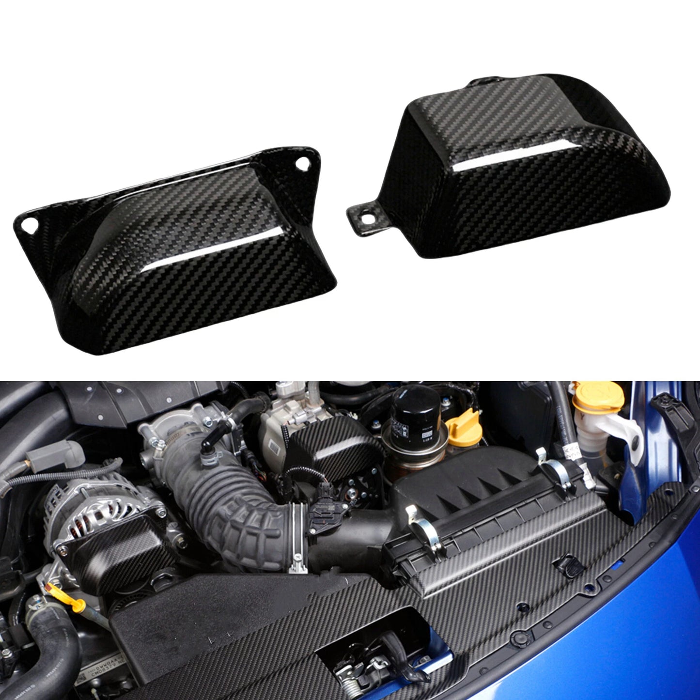 2 x Gloss Carbon Fiber Engine Belt Covers for Subaru BRZ, Toyota GR86 (2022-2024)