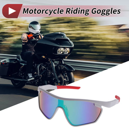 Goggles Motorcycle Riding Green Lens White Frame PC Cycling Sunglasses