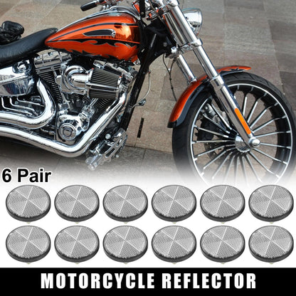 6 Pair M6x1.0 White Universal Screw Mount Warning Reflector for Motorcycle Bike