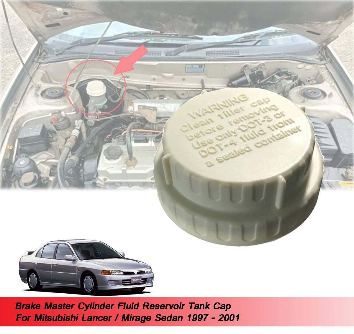 Brake Fluid Reservoir Cap for Mitsubishi Lancer Mirage (1997-2001)
