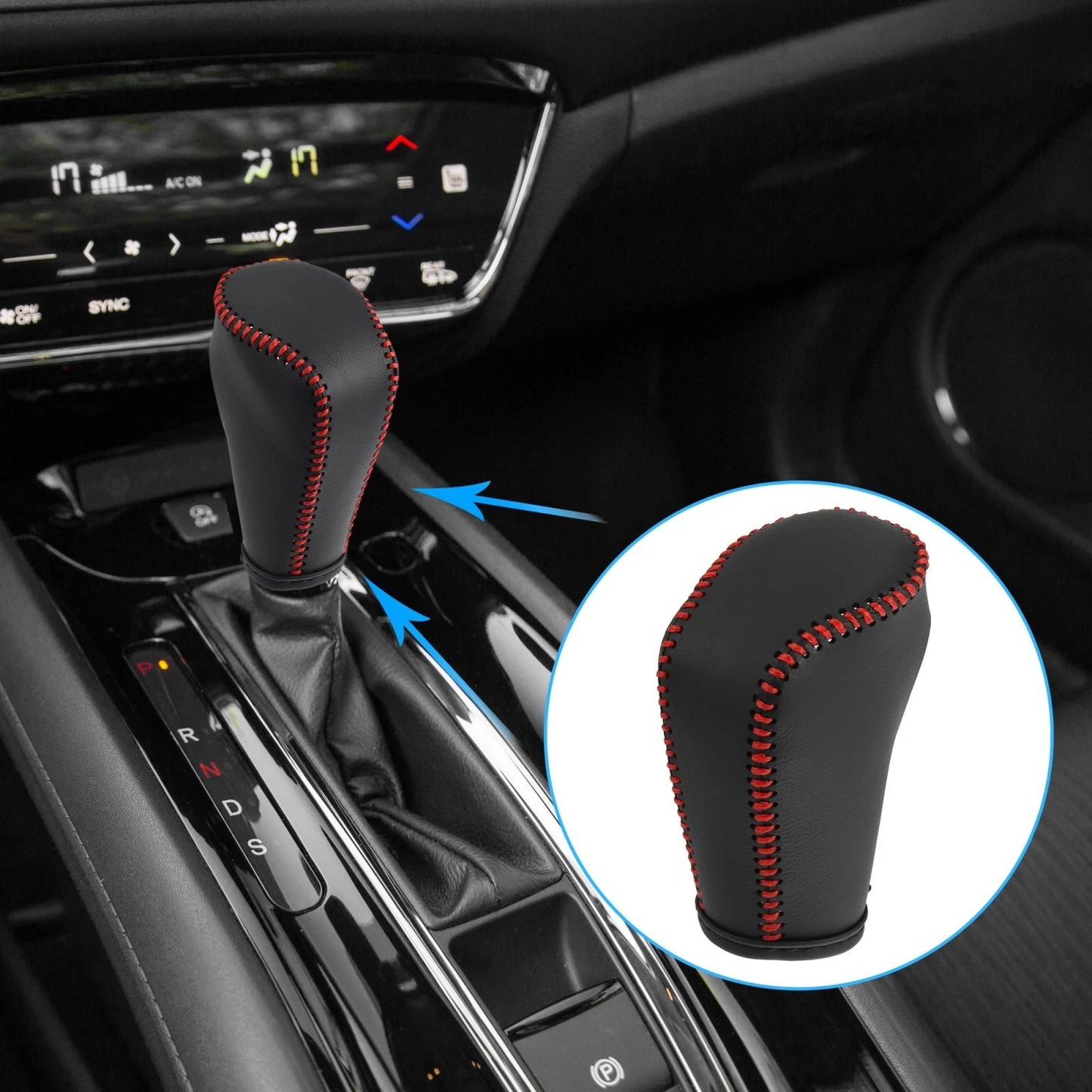Black Faux Leather Gear Shift Knob Cover for Mazda 3 (2014-2018)