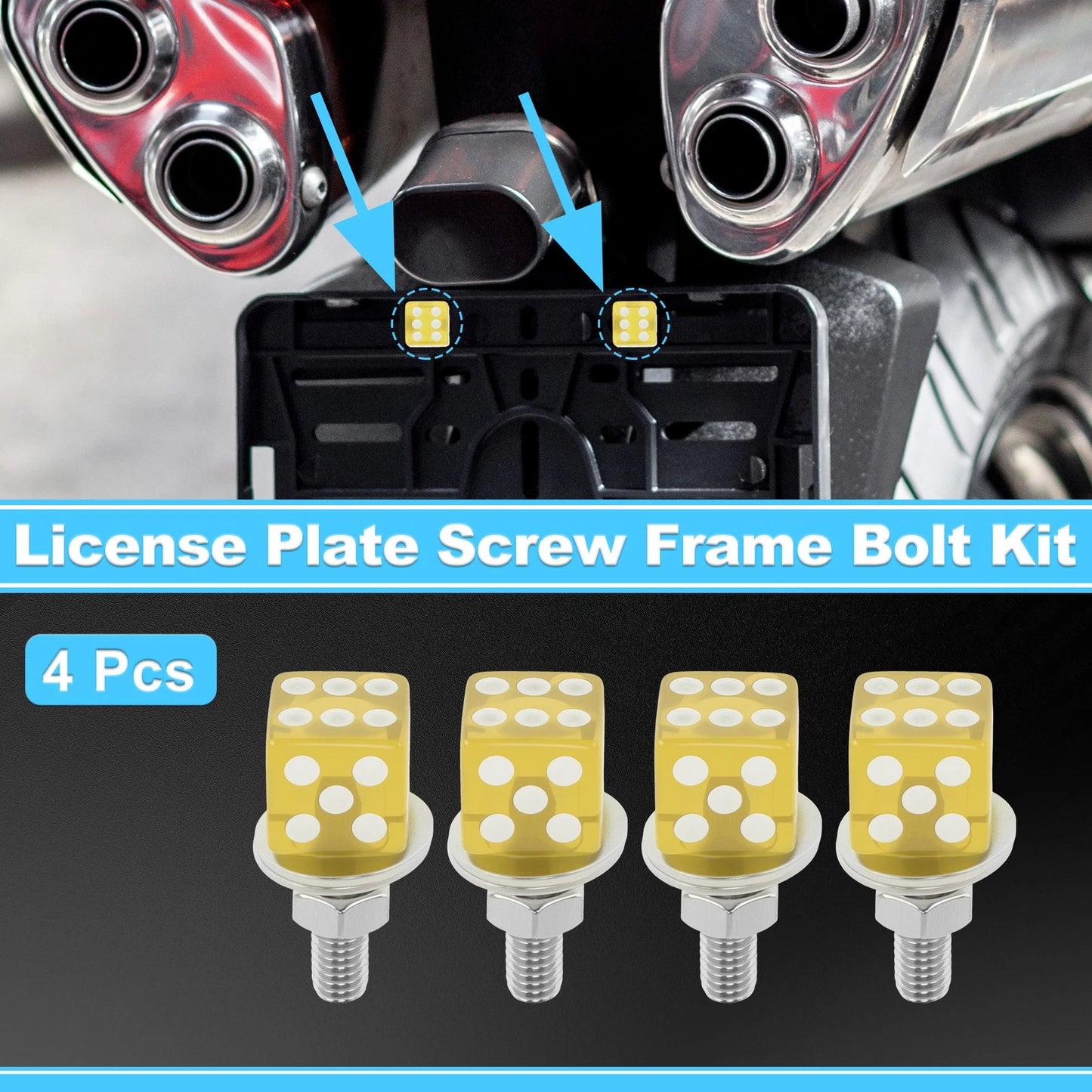 License Plate Screws Cover / M6 3.45 cm Yellow 4 pcs for Universal Motorcycle