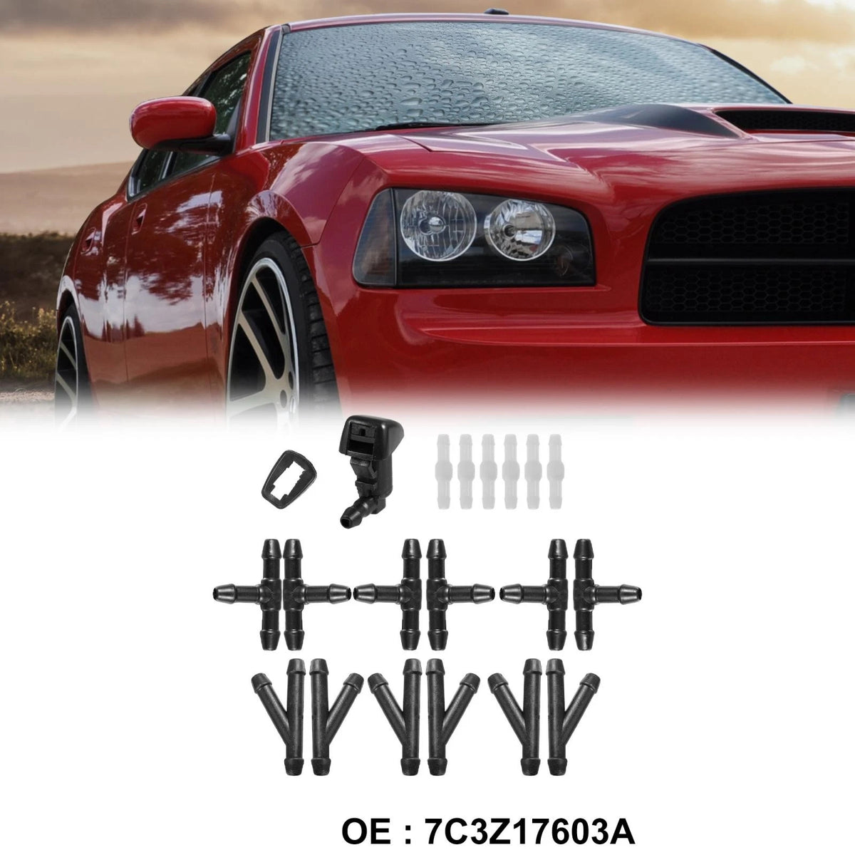 Black Front Windshield Wiper Nozzles for Ford F-350 Super Duty (2008-2010)