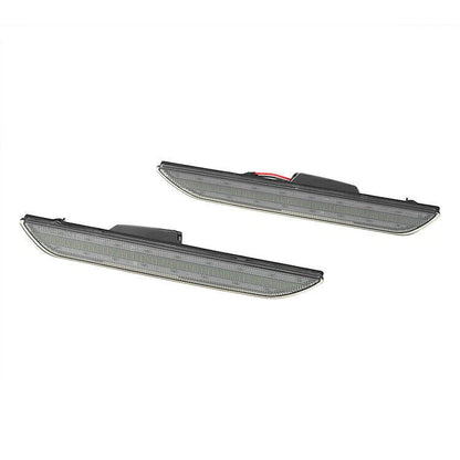 Rear Smoked & White LED Bumper Side Marker Lights for 2015-2023 Ford Mustang