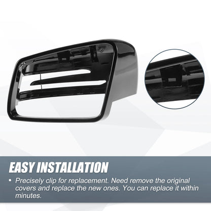 Gloss Black Rearview Mirror Cover Cap for Mercedes Benz A Class B Class (2013-2023)