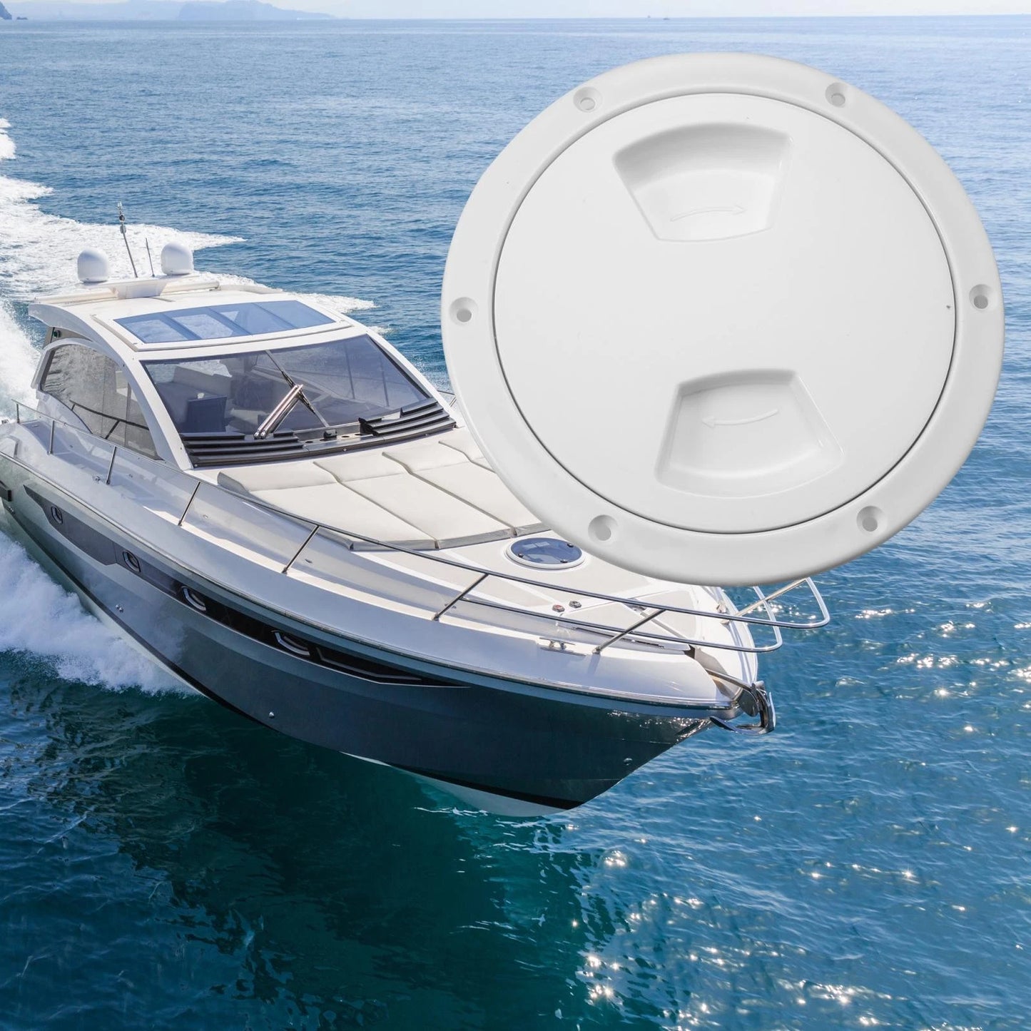 2 x 5in Marine Boat Round Deck Plate Hatch with Detachable Cover White
