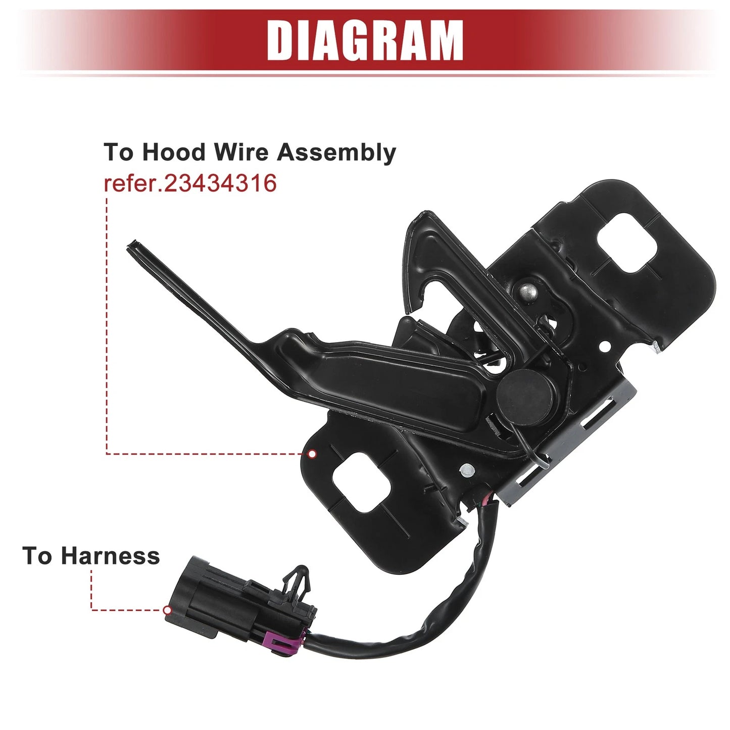 2.0L/2.5L Hood Latch W/ Sensor for Chevrolet Malibu Black