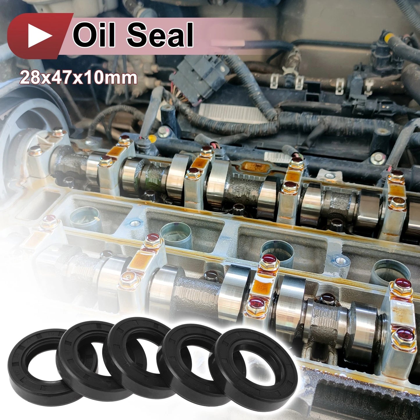 Rotary Shaft Seal / 28x47x10mm 5 Pcs / Oil Seal Nitrile 70 Durometer Rubber