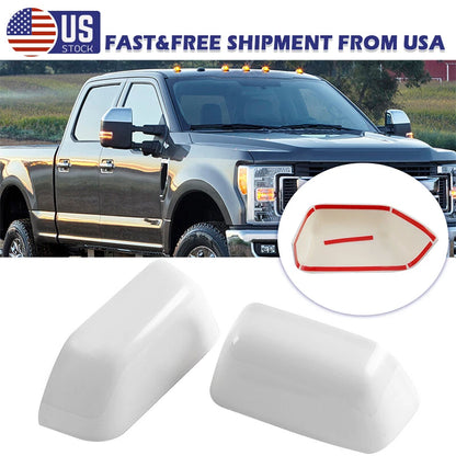 White Wing Side Towing Top Mirror Cover Caps for Ford F250 F550 Superduty (2017-2024)
