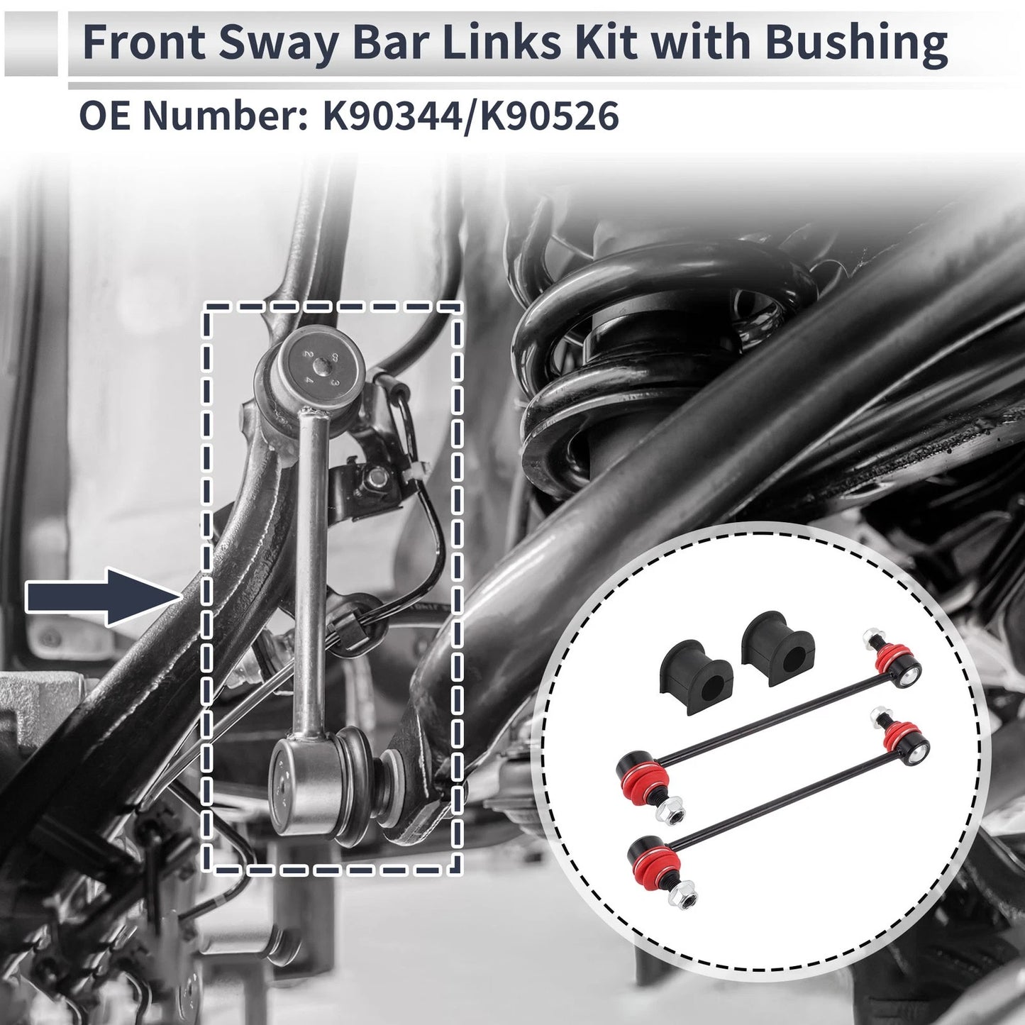 2 x Front Stabilizer Bar Links with 2 Bushings for Toyota Solara (2004–2008)
