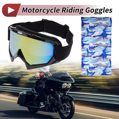Motorcycle Riding Goggles Colorful Lens Black Frame TPU Cycling Sunglasses