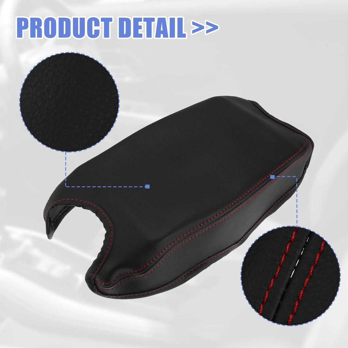 Microfiber Leather Armrest Cover Pad for Honda HR-V (2016-2021) Black/Red
