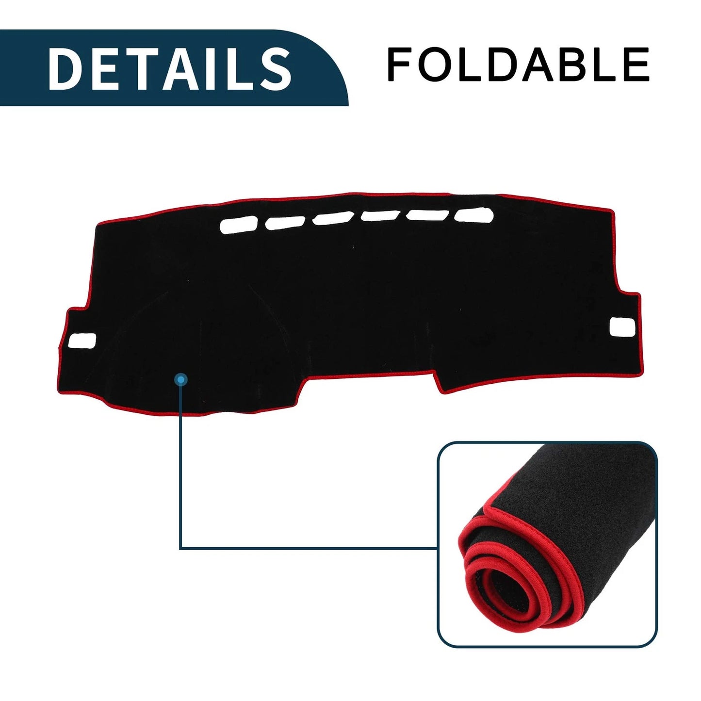 Dashboard Cover Mat for Toyota Corolla (2007-2012) Black Red 1 Set