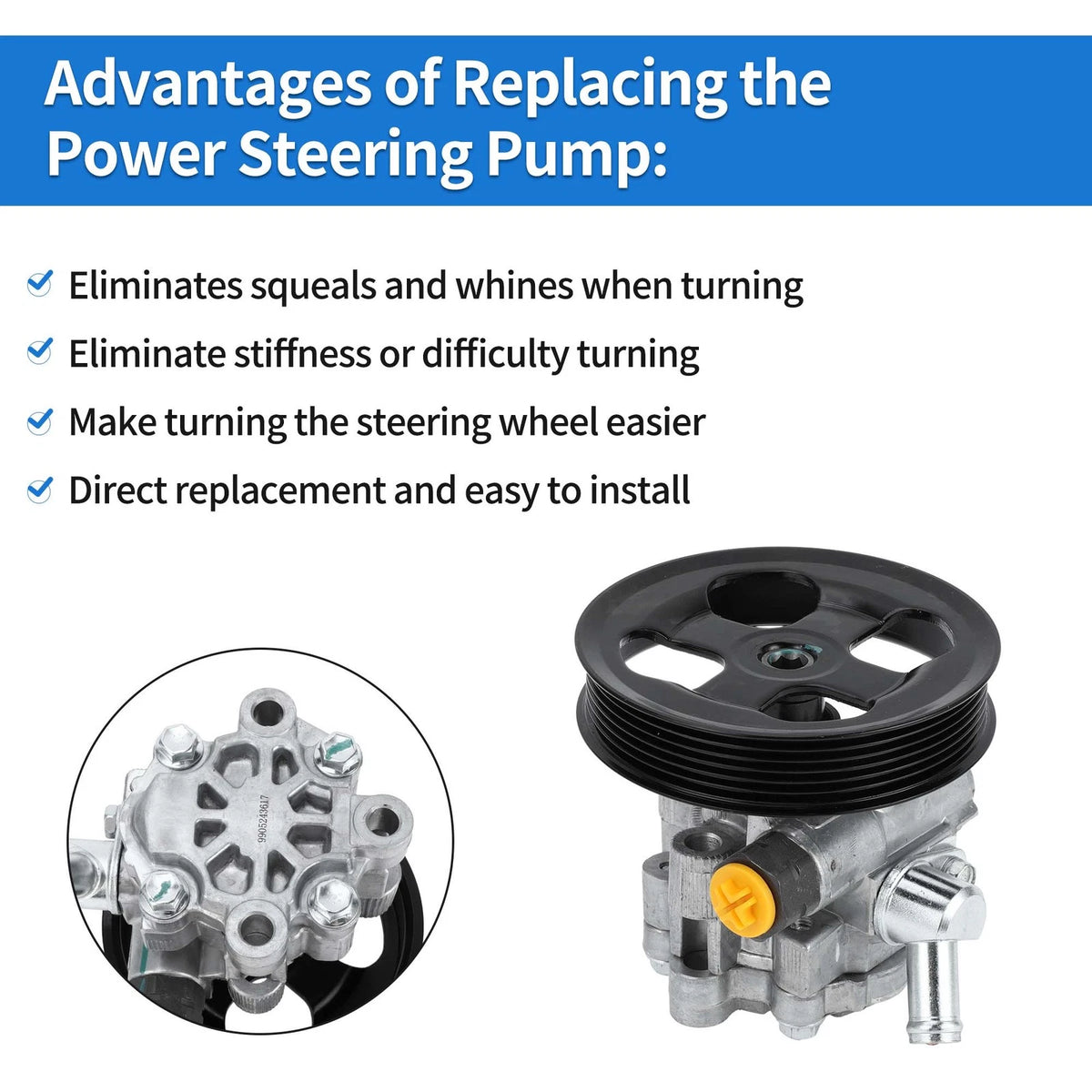 Power Steering Pump with Pulley for Toyota Land Cruiser, Lexus (2008-2021)