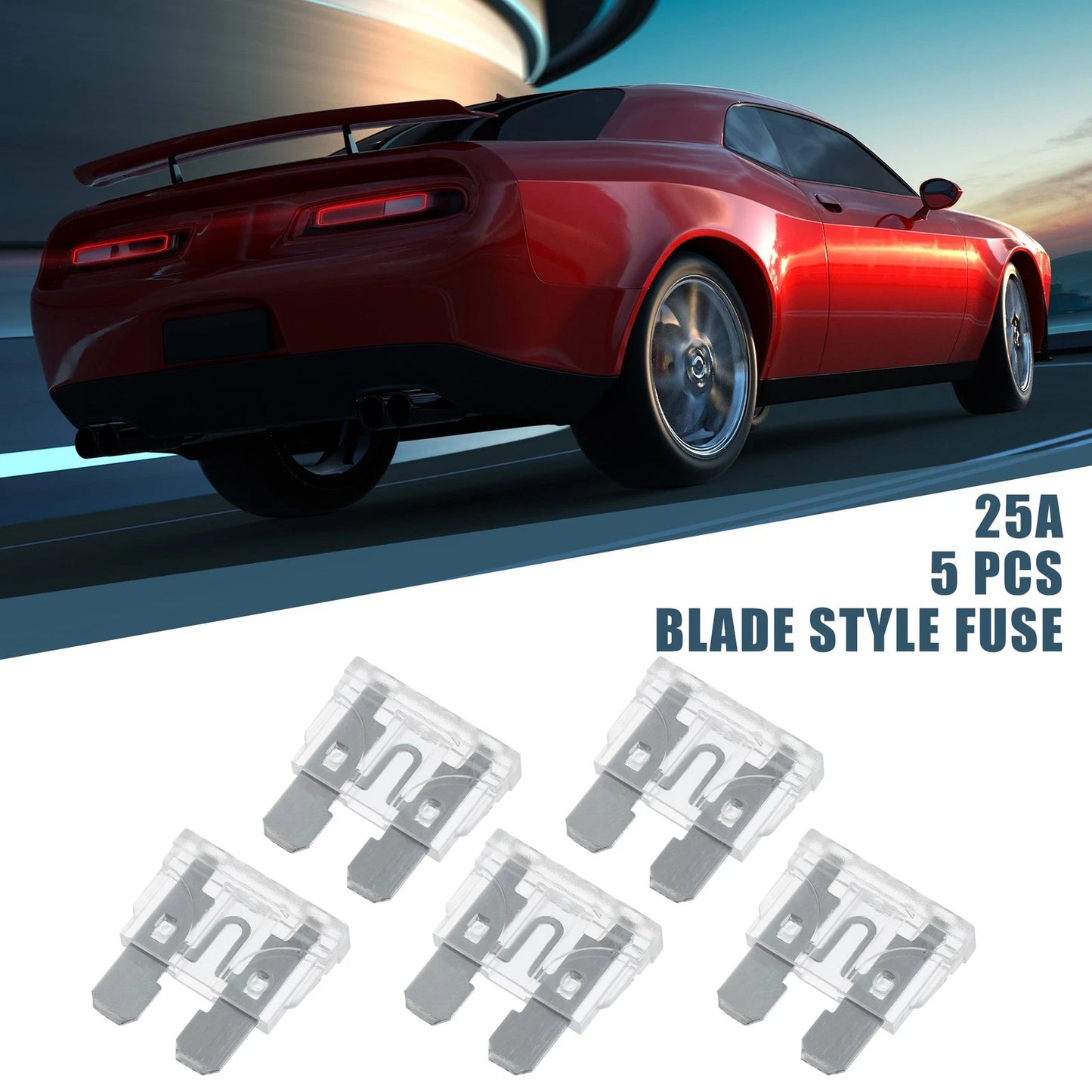 5x Blade Style Fuses 25A Silver Tone for Car Boat Truck Motorcycle