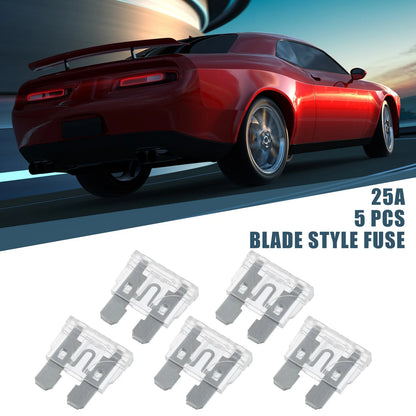 5x Blade Style Fuses 25A Silver Tone for Car Boat Truck Motorcycle