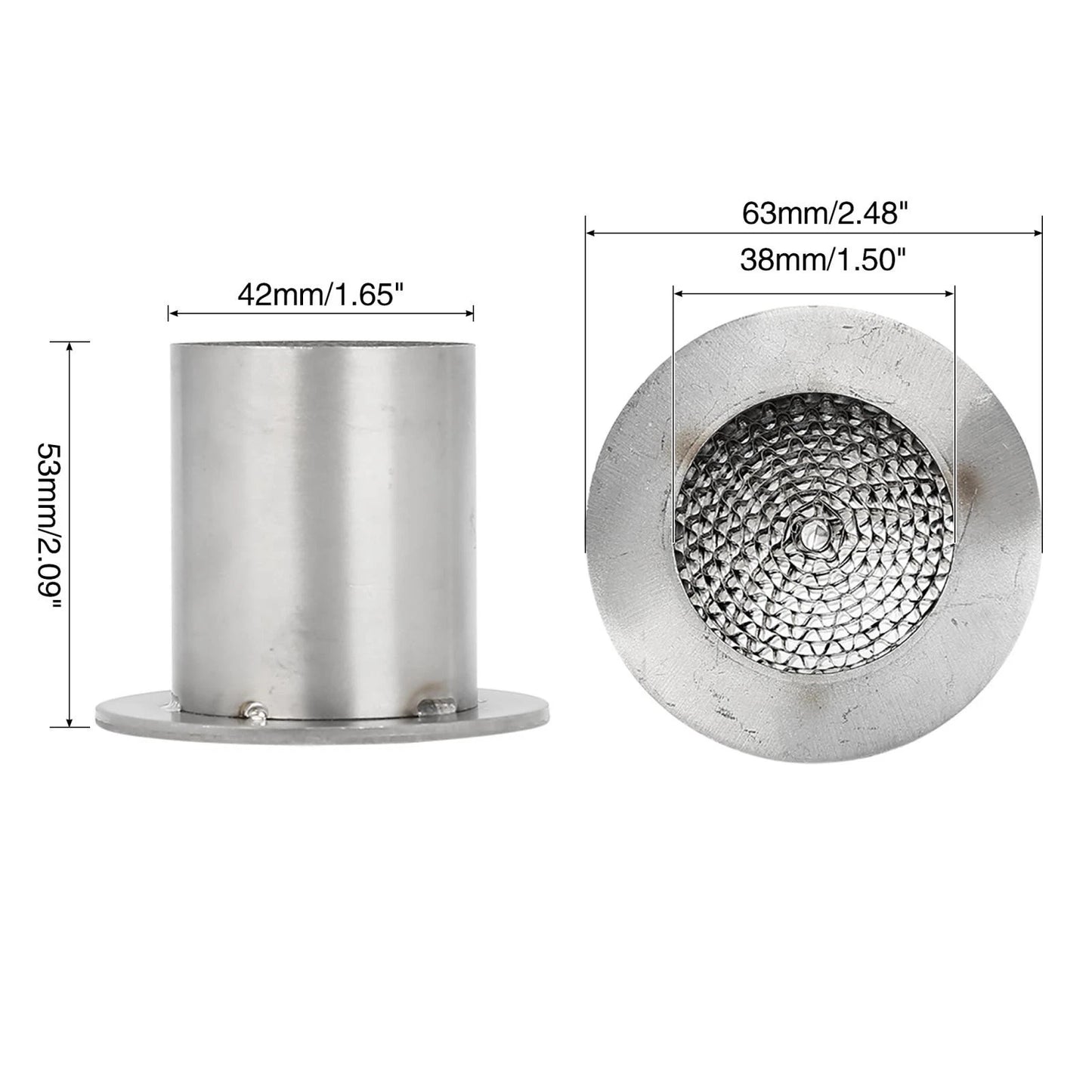 42mm Universal Motorcycle Exhaust Pipe Baffle Muffler Silver Tone