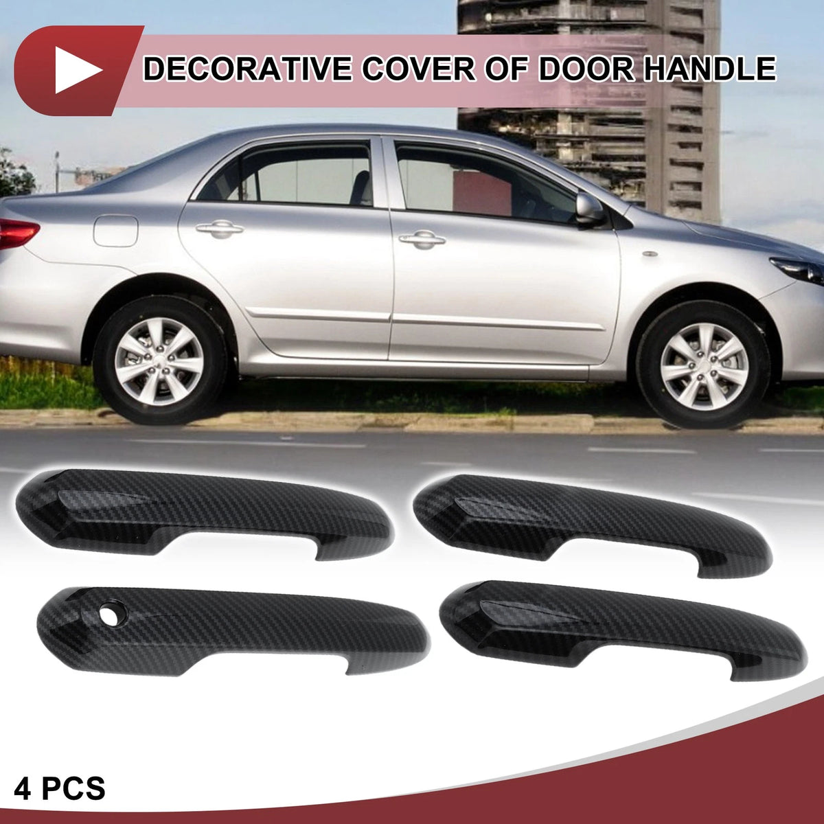 4 Pcs Carbon Fiber Door Handle Covers for Toyota Rav4 (2019-2024)