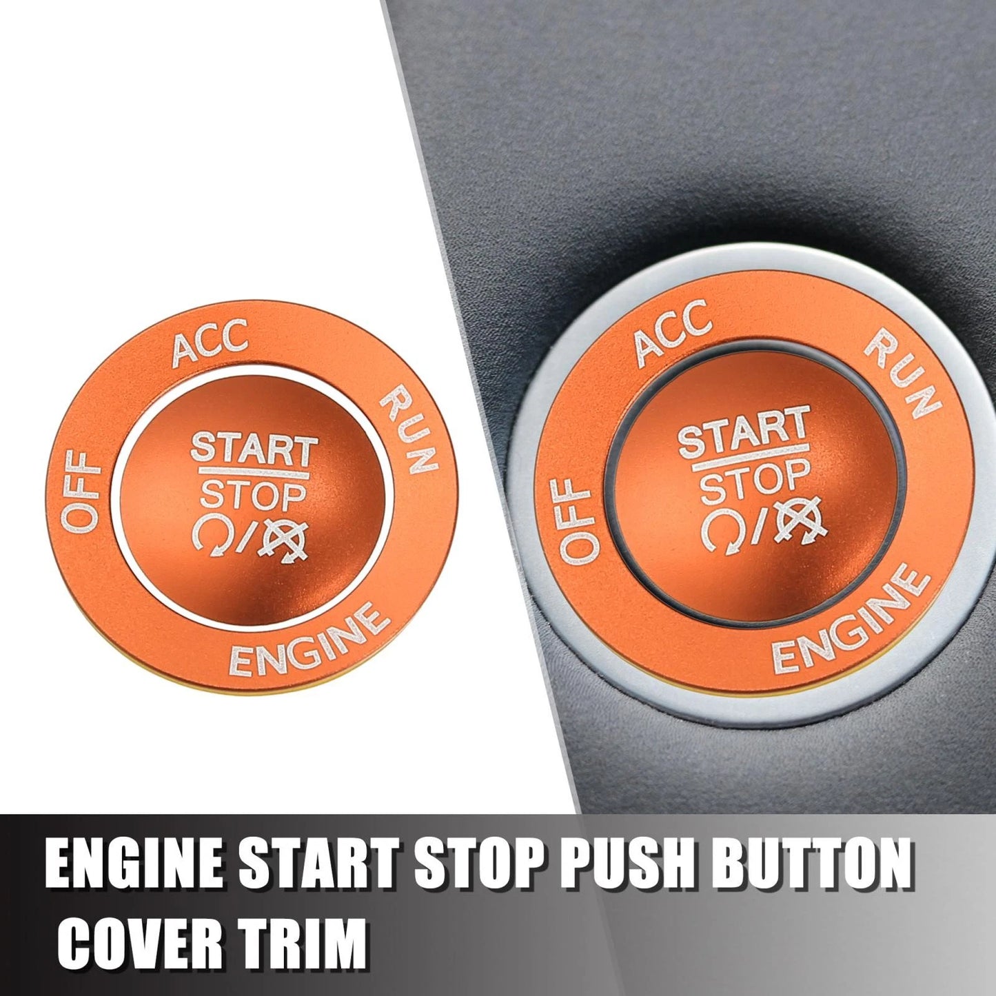 Engine Push Start Stop Button Trim Kit for Dodge Charger Challenger Orange