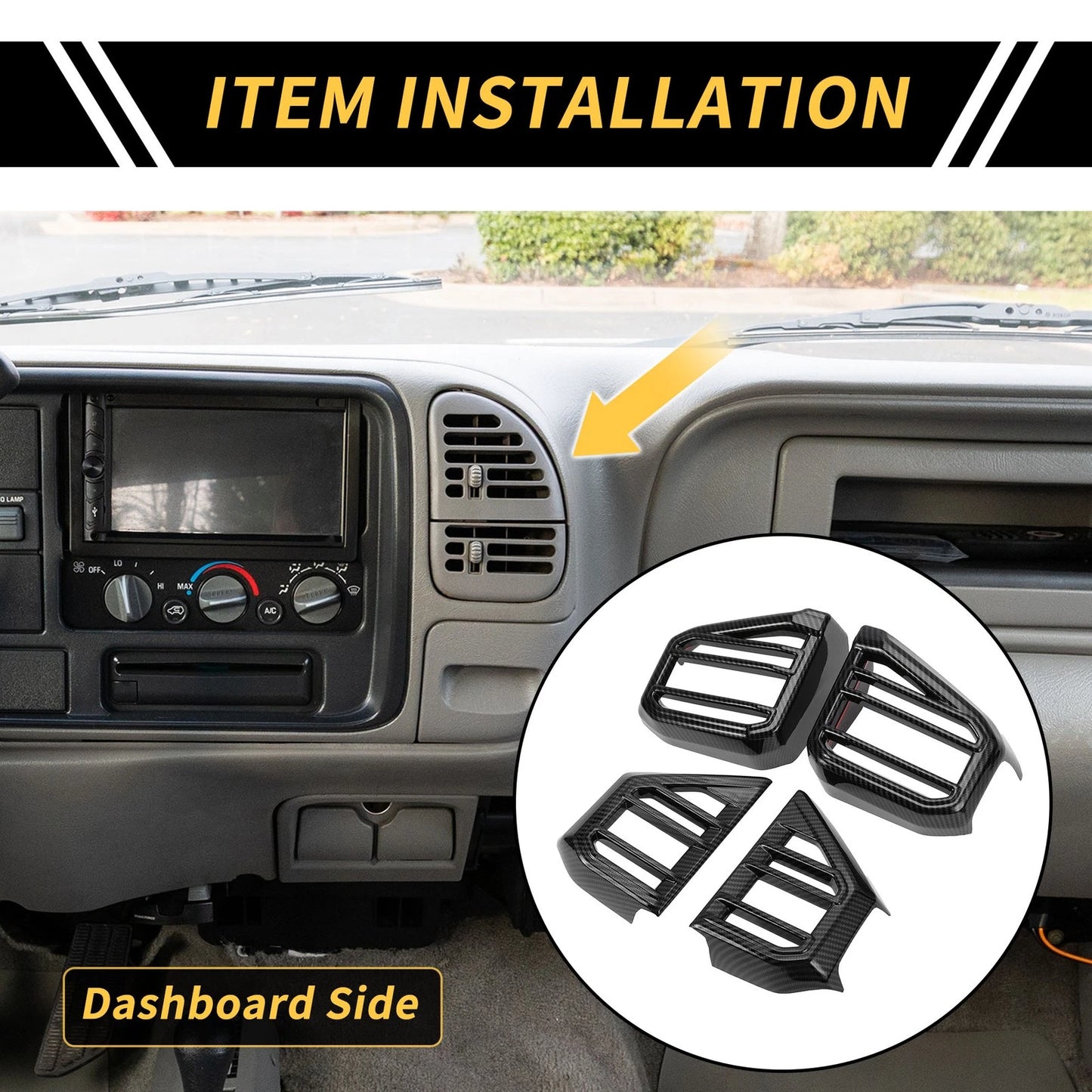 Carbon Fiber Air Vent AC Outlet Cover Trim Set for Toyota Tundra (2022-2024)
