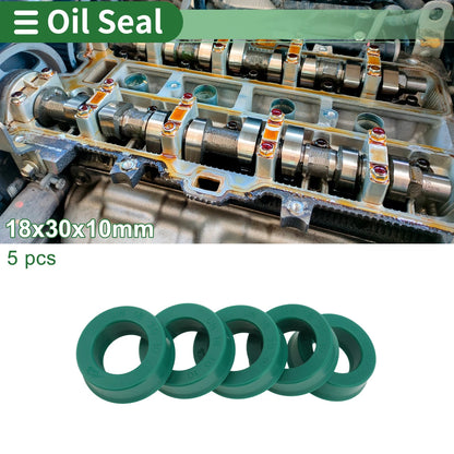 Oil Seal Seal Ring Rotary Shaft Seal TPU 18x30x10mm High Pressure Green 5 Pcs