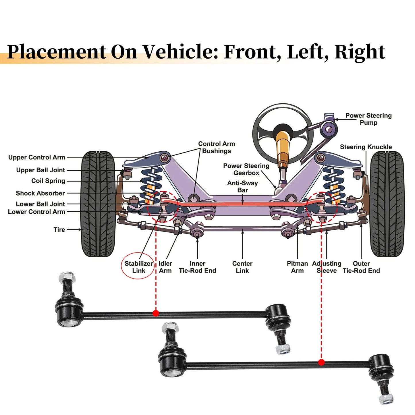 Front Stabilizer Sway Bar Links for Nissan Sentra (2007-2012)